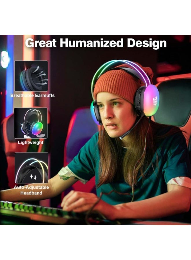 onikuma X25 RGB Gaming Headset - 50MM Drivers - noise Cancellation Microphone - Image 3
